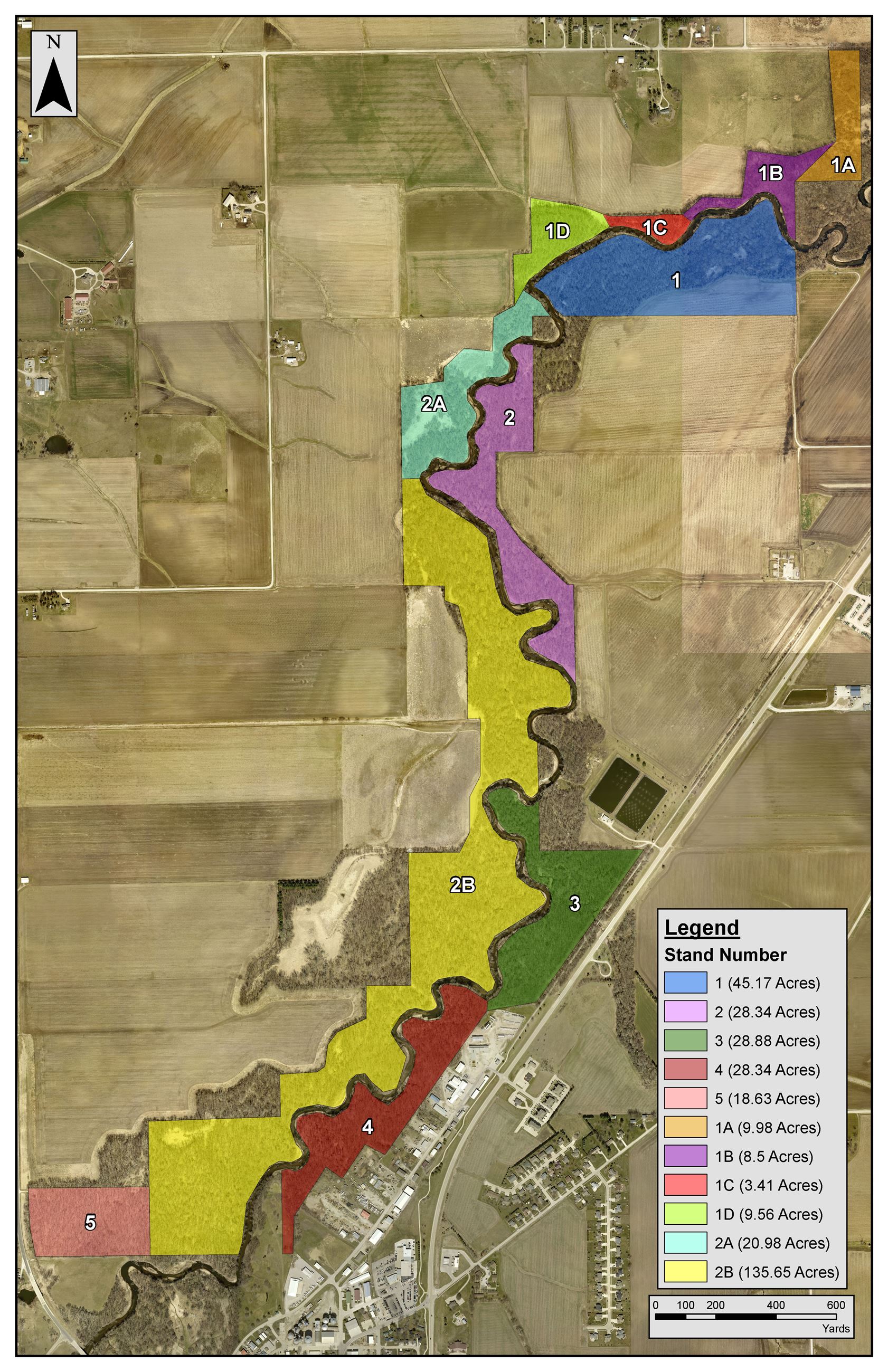 Color coded map showing areas of Greenbelt planned for timber improvement.